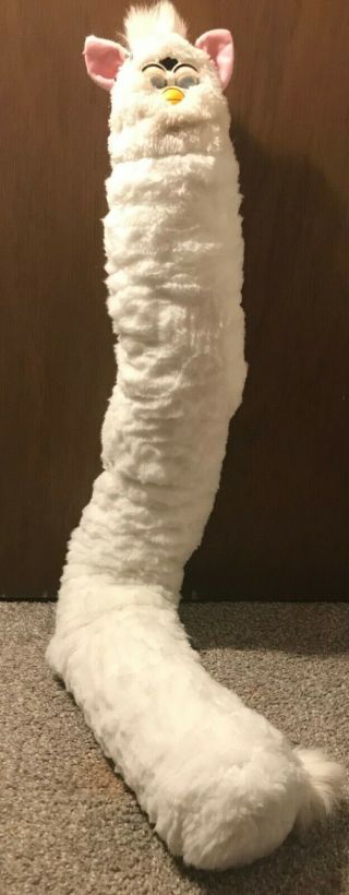 Two - Toned White Long Furby W/ Flowery Ears (1998 Tiger Electronics)