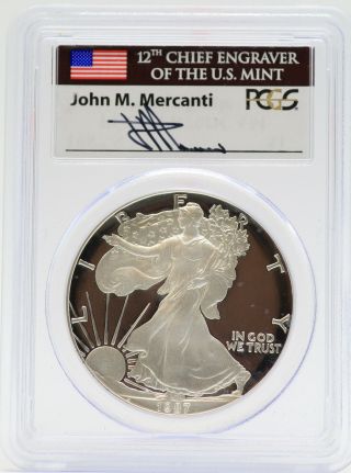 1987 - S American Silver Eagle Proof 1 Oz Pcgs Pr70 Dcam Mercanti Signed - Jd448