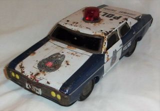 Vintage Highway Patrol Police Car Tin Battery Operated 1969 Chevy Impala Caprice