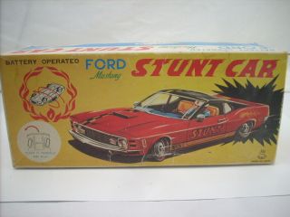 Vintage Battery Operated Mustang Mach 1 Stunt Car Made In Japan