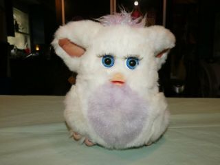 2005 Larger Furby Large Feet Repair White,  Purple With Blue Eyes