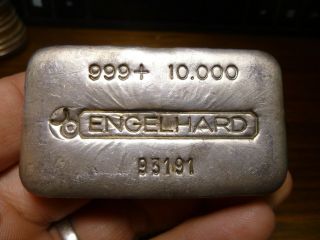 Engelhard Bull Logo,  10 Oz 999 Silver Bar