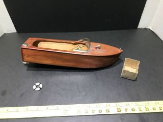 Vintage Old Japan Battery Operated Powered Wooden Boat Toy