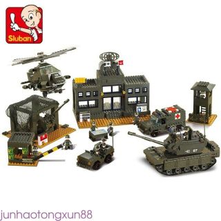 Sluban B7100 Army Military Base Tank Figure Building Block Toy blocks toys 2