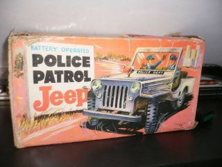 Tn Toy Nomura Japan Vintage Tinplate Police Patrol Jeep For Germany
