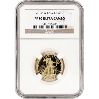2010 - W American Gold Eagle Proof 1/4 Oz $10 - Ngc Pf70 Ucam