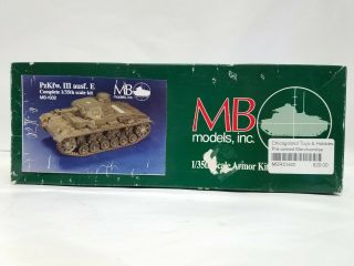 Mb Models 1/35 Pzkfw.  Iii Ausf.  E Resin Kit W/ White Metal Pe Mb - 1q32 S&h