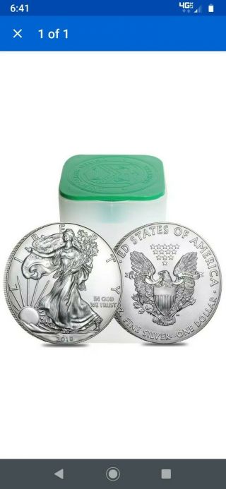 One Bu Roll Of 20 - - 2019 American Eagles 1 Oz Silver Coins.  No Spot Gems