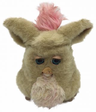 Large 2005 Furby Beige Pink Mohawk Blue Teal Eyes Electronic Flaw 59294