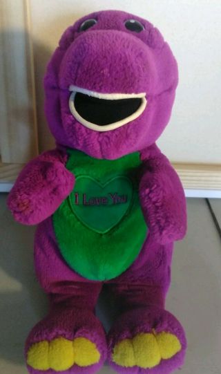 Vintage Barney The Purple Dinosaur Plush Doll I Love You Heart 10 Inch 1990’s