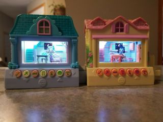 2 Mattel Pixel Chix Blue & Yellow Cottage House Electronic Game Set Pair 2005 B