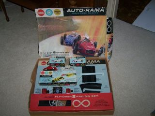 1963 Gilbert American Flyer Auto Rama Fly Over Chicane 8 Racing Set 2 Extra Cars