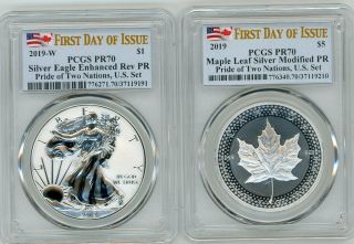 2019 Pride Of Two Nations Set Pcgs Reverse Pr70 First Day 2 - Coin Set