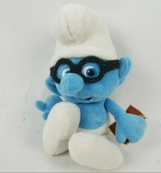 The Smurfs Brainy Smurf 9 " Plush Book Stuffed Animal Toy Doll Blue White