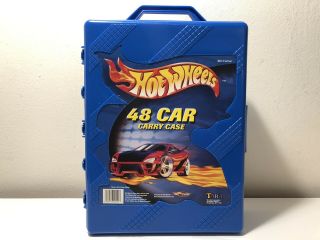 Hot Wheels 48 Car Carrying Case Blue Plastic Box W/ Handle Display Case Usa