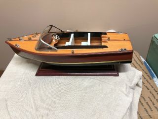 Wooden Runabout Model Speedboat 14 " - Fully Assembled Speed Boat / Chris Craft