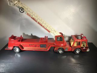 Vintage Nylint Pressed Steel Hook And Ladder Aerial Toy Fire Truck Red Engine 5