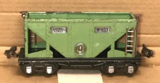 Lionel 653 O Gauge Pre War Hopper Car Girard Green Nickel Trim