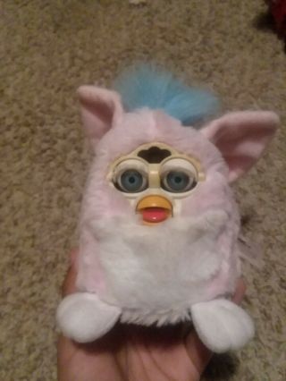 1999 Tiger Pink Furby Babies Blue Hair Blue/gray Eyes Well Model 70 - 940