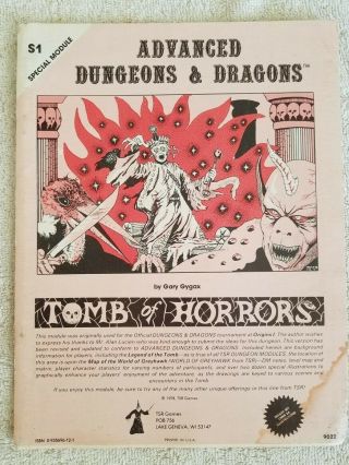 Ad&d: S1 Tomb Of Horrors 1978 Monochrome - Dungeons & Dragons Tsr