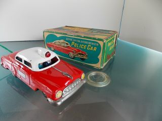 Vintage Tin Toy Police Car Battery Operated Chevrolet With Remote - Japan