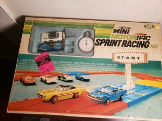 Ideal Mini Motorific Sprint Racing 100 Set Corvette Mustang Stop Watch