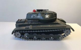 Vintage Modern Toys Battery Operated Army Tank M - 3599 Tin Litho 1960s Mij Japan