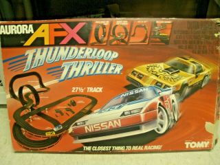 Afx Slot Car Set Thunderloop Thriller Ho Trans - Am And Nissan Complete