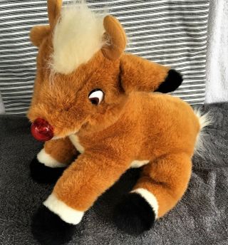 Rudolph The Red - Nosed Reindeer Musical Stuffed Plush Toy Light Up Nose 14 "