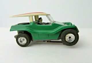 Vintage Aurora Slot Car Dune Buggy Green With Red White Roof 0302