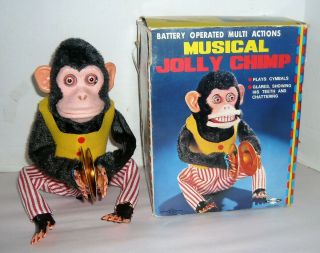 Vintage Japan Battery Op.  Musical Jolly Chimp W/box
