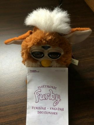Furby 1998 Model 70 - 800 Brown Eyes Brown With White Chest,  Top Notch,  And Tail