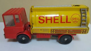 Vintage Shell Truck Tin Toy Friction Germany Ddr Gdr 1970 Ms - 25 Veb Man Skoda