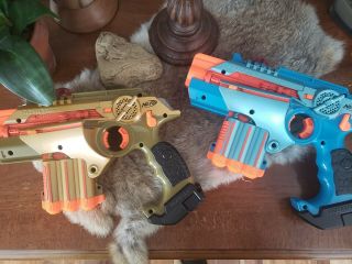 2 Nerf Tiger Electronics Pheonix Ltx Lazer Tag Blaster Pistols Fully Toy