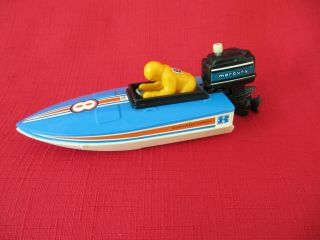 Vintage Mercury Speed Boat 1978 Wind Up Plastic Race With Motor Tomy Taiwan