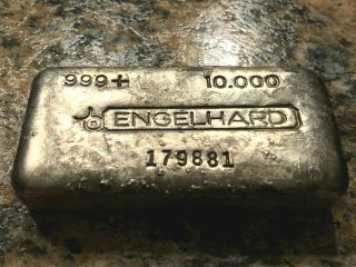 Vintage Engelhard Poured 10 Oz Silver Bar Serial 179881