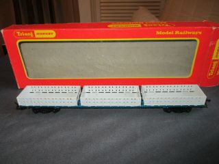 Triang Hornby Oo Gauge B.  R.  Freight Liner Wagon With X3 20ft Containers R.  632