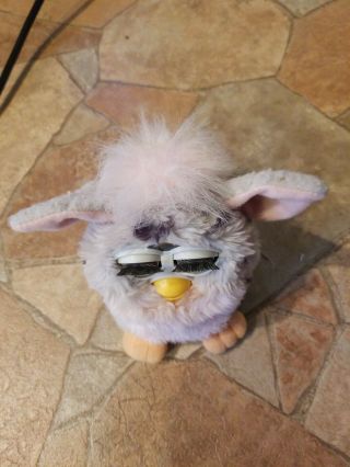 1998 Tiger Electronics Furby grey with black spots pink inside ears Green Eyes 2