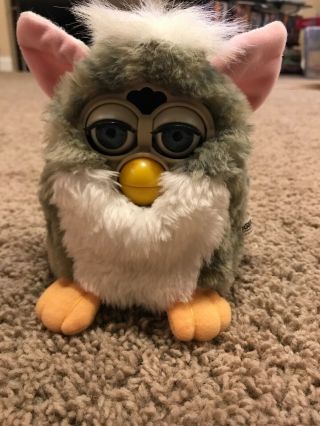 Furby 1998 70 - 800 White And Grey With Pink Ears