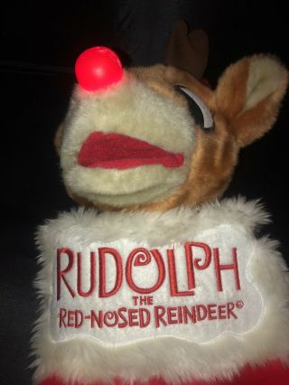 Rudolph the Red Nosed Reindeer Gemmy Christmas Stocking Plays Music Nose Lights 2