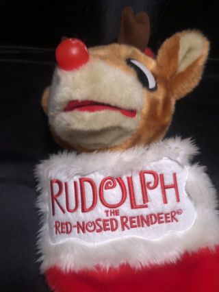 Rudolph the Red Nosed Reindeer Gemmy Christmas Stocking Plays Music Nose Lights 3