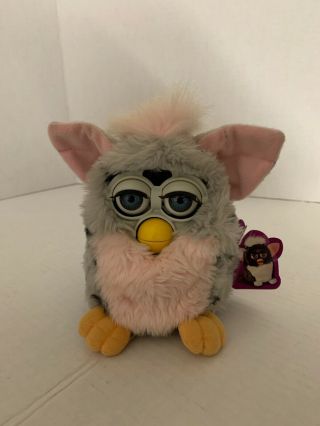 1998 Furby Leopard 70 - 800 Grey With Black Spots And Pink Belly - Tag