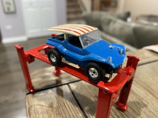 Aurora T - Jet Ho Slot Car Blue Dune Buggy Coupe 1399  Solid Rivet