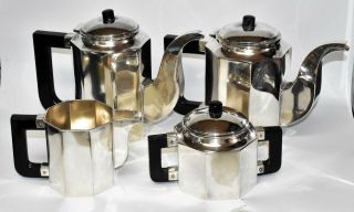 2000g 900 Coin Silver Arts Crafts Teapot & Coffee Pot & Sugar Creamer Set Scrap