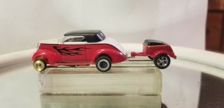 37 Ford Rodster Red With Flames,  Trailerho Slot Car Fray Style Practice Car