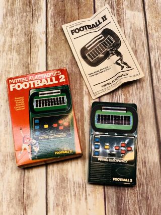 Vintage Mattel Electronics Football 2 Handheld Game 1978 Hong Kong Box