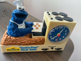 Vintage 1977 Sesame Street Cookie Monster Time Clock Radio