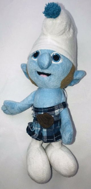The Smurfs Gutsy Smurf 10 " Suffed Plush Wearing Scottish Kilt
