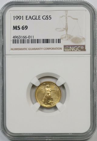 1991 Gold Eagle $5 Ngc Ms 69 (tenth - Ounce) 1/10 Oz Fine Gold