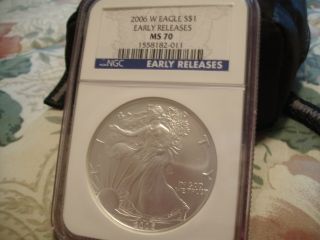2006 W American Silver Eagle $1 - Ngc Ms70 - Burnished - Early Releases - Rare